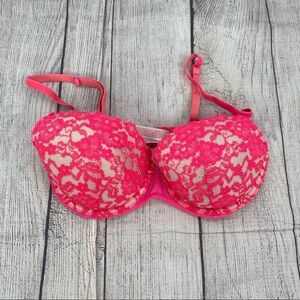 Xhilaration underwire lace bra pink/white sz 34C